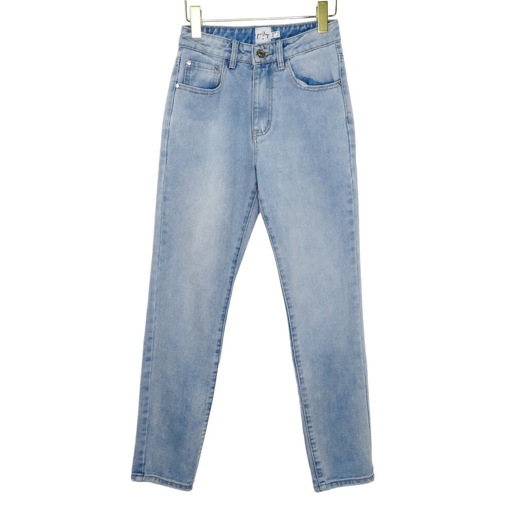 Princess Polly Light Wash High Rise Straight Leg Jeans Size 2 Waist 26"